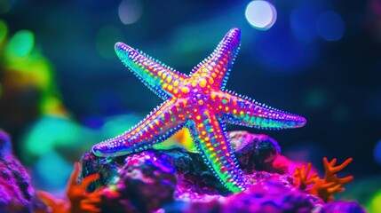 Vibrant Starfish Under Water