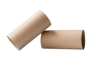 Side view of tissue paper cores in stack isolated with clipping path in png file format