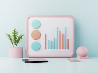 Key economic indicators, dashboard overview, 3D illustration