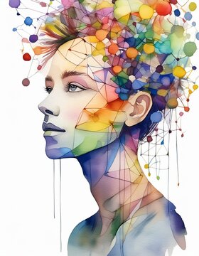 Young person thinking abstract creative logical reasoning constructivism cognitivism contemporary digital illustration student education learn learning