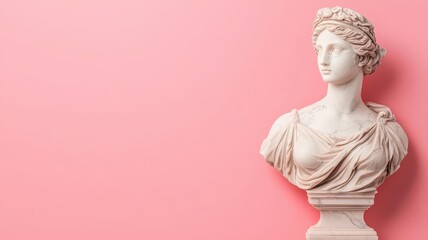 Marble figure in pastel pinks, enhanced with digital elements, merging classical elegance with modern technology