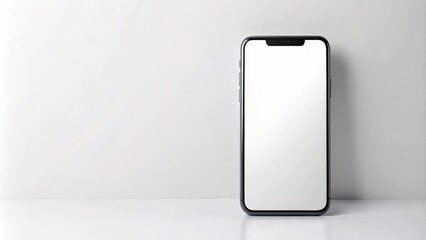 Smartphone mockup with white screen on white background, smartphone, mockup, white screen, blank, template, technology