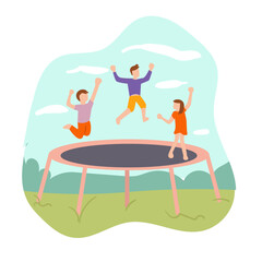 Family Ativities jumping on the trampoline