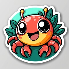 Obraz premium Cute Cartoon Crab with Big Eyes and Smiling Face