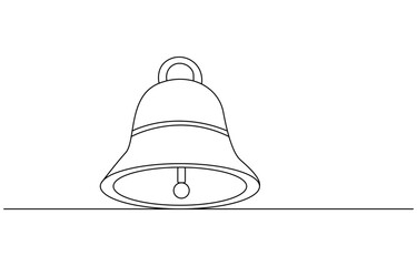 Back to School, Alertness, Reminder Continuous Line Illustration, Bell Editable Continuous Line Icon, Christmas Bells With Bow Thin one Line Icon