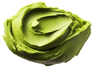 Fototapeta premium Close-up of a green matcha or avocado ice cream scoop isolated on a white background.