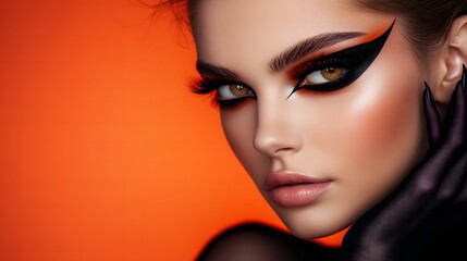 A beauty setup with a model in Halloween makeup and a clean sharp look