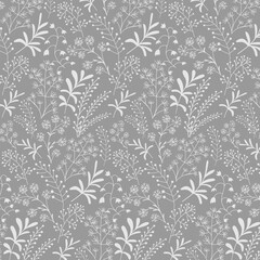 Obraz premium Floral abstract vector pattern.Vector seamless floral pattern on a gray background.