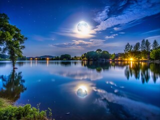 The lake's surface shimmers like the moon, a beacon calling to all who dwell on its shores to come and partake in its tranquil beauty.