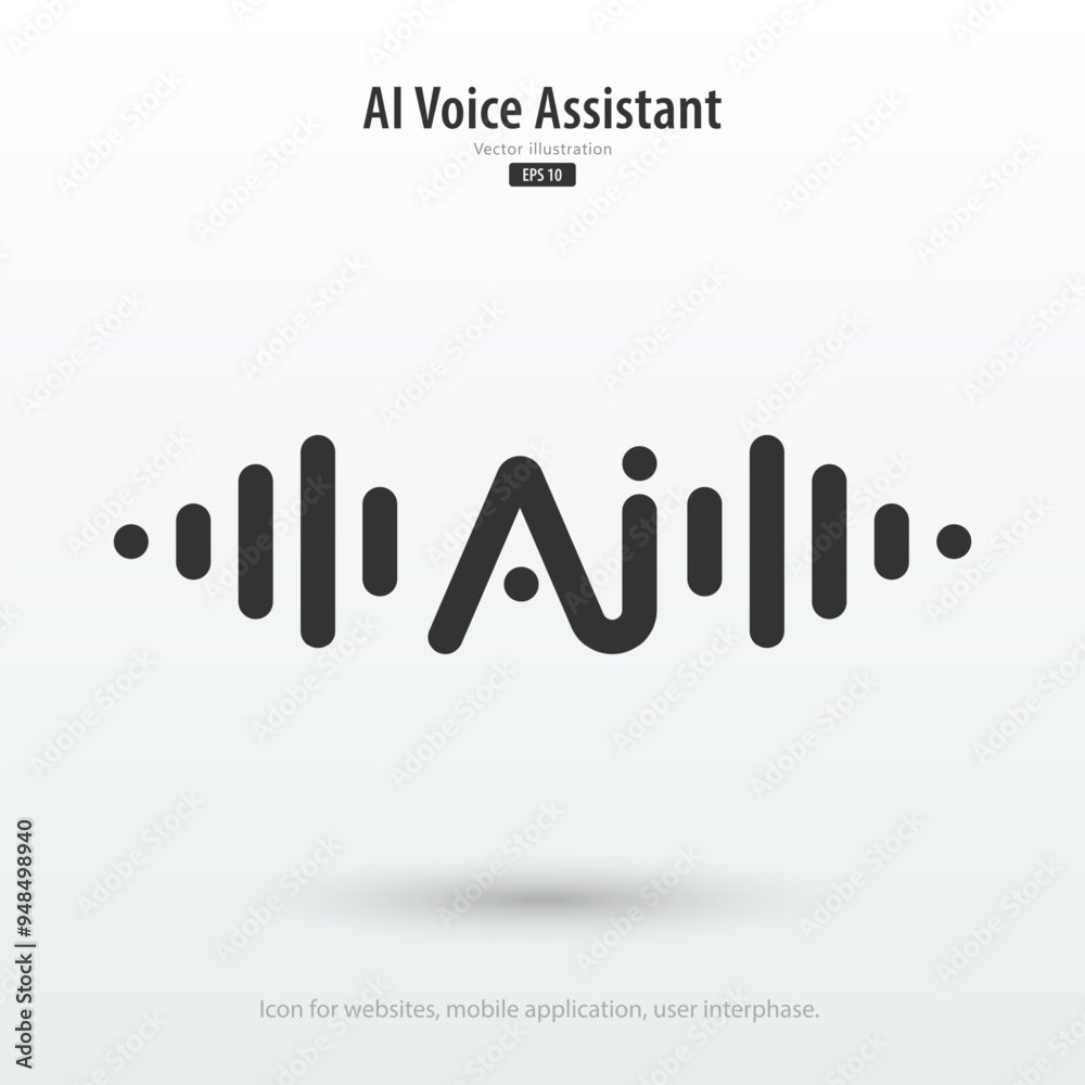 Poster AI voice assistant icon. Voice assistant artificial intelligence concept. Icon element for app, website and interphase. Vector illustration.