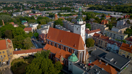Obraz premium Aerial view of the Basilica in Oleśnica, Poland