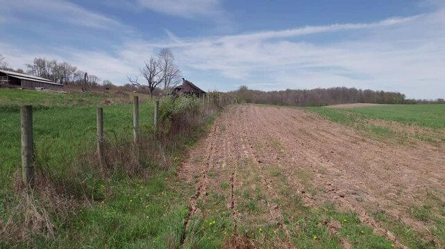 Countryside and rural farmland near Danville, Ohio, a midwestern town in the united states full of farms, crops, farming, and conservative people and barns in a small village outside Ohio's capital