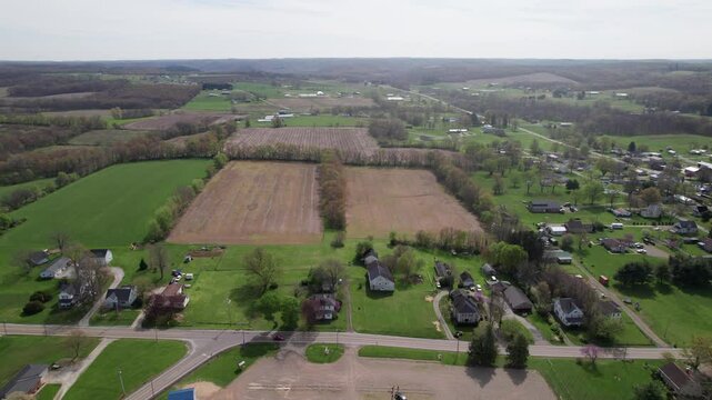 Village of Danville, Ohio sign and signage near road and street leading into the small town, full of country stores, houses, and conservative rural people on outskirts and countryside of Columbus, OH