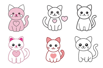 Obraz premium Cute Kawaii Valentine cat