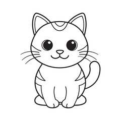 Obraz premium Cute Kawaii Valentine Cat Line Art in white background