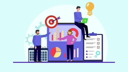 Animated video Project management concept. Full length animation illustration. High quality 4k footage.