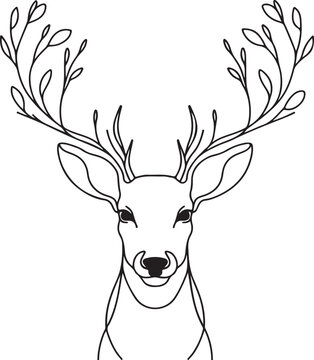 recommend clip art: A deer  line art white background 