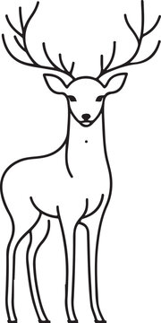 recommend clip art: A deer  line art white background 
