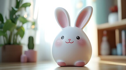 Adorable 3D Rendered Bunny Piggy Bank for Child s Room Decor
