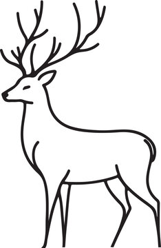 recommend clip art: A deer  line art white background 