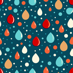seamless pattern with red and blue bwater drops