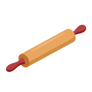 wooden rolling pin with red handles clip art preview