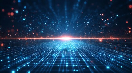 Fototapeta premium Futuristic data visualization, abstract digital background with glowing lines and particles, representing technology and innovation.