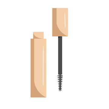 mascara tube open, beige, black brush clip art preview