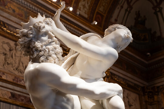 Rome, Italy - Borghese Gallery - The rape of Proserpina, by Gian Lorenzo Bernini, 1622 - white Carrara marble statue