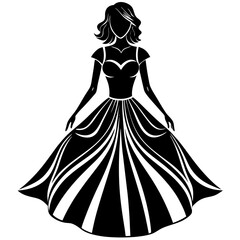 young woman silhouette dress vector on white