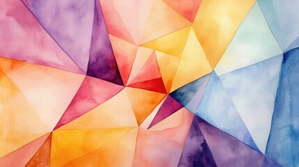 Fototapeta premium Watercolor illustration of an abstract background featuring a multicolor geometric polygonal design