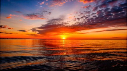 Fototapeta premium A serene sunset over the sea, showcasing vibrant colors