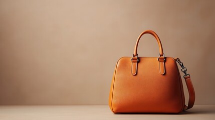 An orange handbag that exudes sophistication and class, set against a subtle background, emphasizing its refined details and high-quality craftsmanship for a fashionable statement.