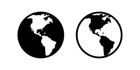 Earth globe icon set. flat illustration of vector icon on white background