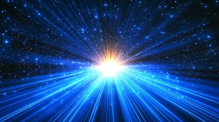 Fototapeta premium Vibrant depiction of a cosmic explosion with colorful streaks and stars in the universe, symbolizing energy and space phenomena.