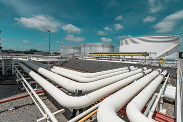 Male worker inspection and measurement thickness pipeline oil and gas at check record pipeline