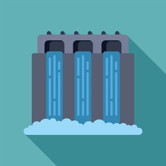 Illustration of a hydroelectric power plant generating clean energy using the power of water, symbolizing renewable resources and sustainability