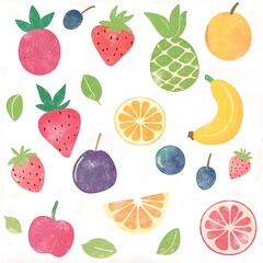 cute pastel fruits clipsart tiles