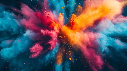 Abstract, colorful powder explosion background. Color splash in space, vibrant paint burst concept