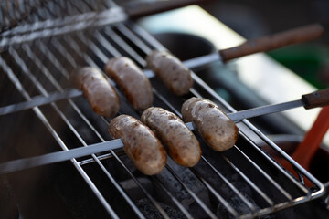 grilling meat on stove