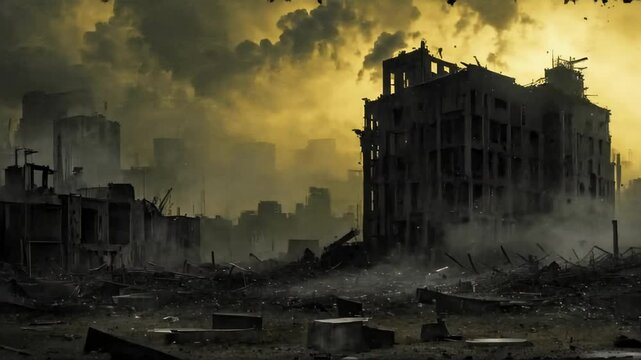 Post-apocalypse scenery and horror navigating a structure