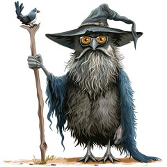Fototapeta premium Emus Wizard Occupation fantasy animal cartoon isolated whitebackground