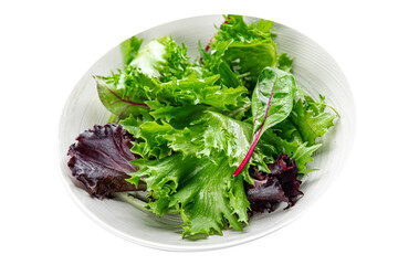 green salad leaves mix salad fresh meal food snack on the table copy space food background rustic top view 