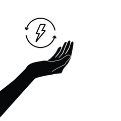 A hand and a drop of water on a white background with copy space