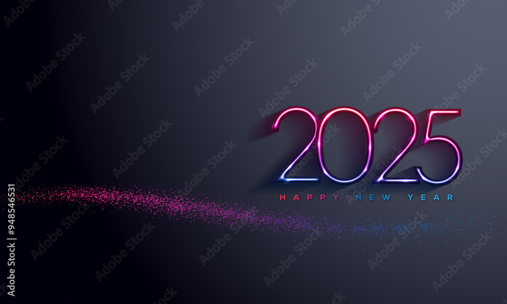 Wall mural 2025 happy new year greeting card illustration