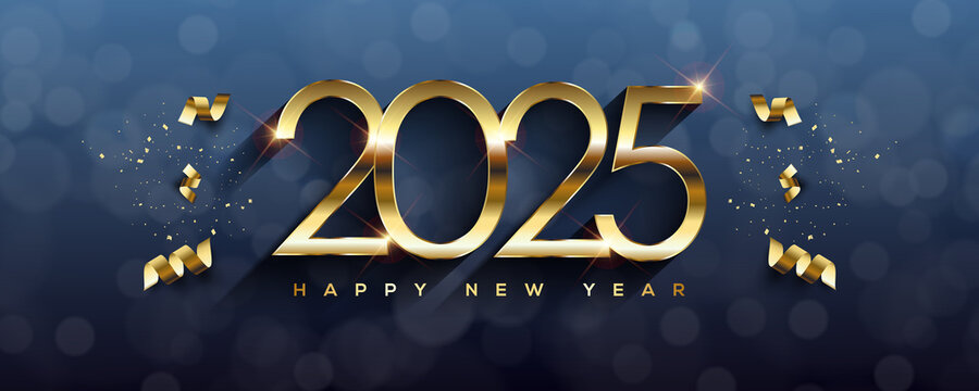 2025 Happy New Year Greeting Card Illustration