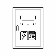 Outlined sign, icon, and symbol of electrical panel box. Vector illustration for industrial graphic resources.