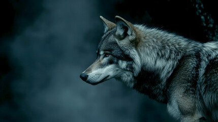 wolf in winter fog