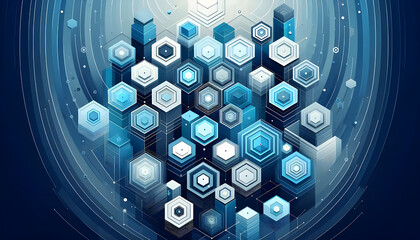 Gradient geometric hexagon blue abstract background