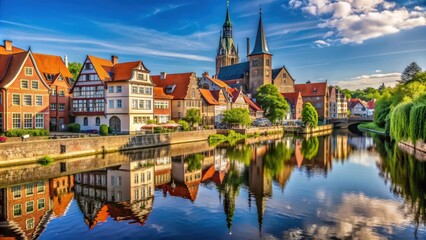 A picturesque medieval city in northern Germany , Lubeck, Germany, historic, architecture, buildings
